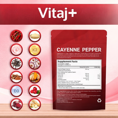 Vitaj+ Cayenne Pepper Softgels – Daily Wellness Supplement