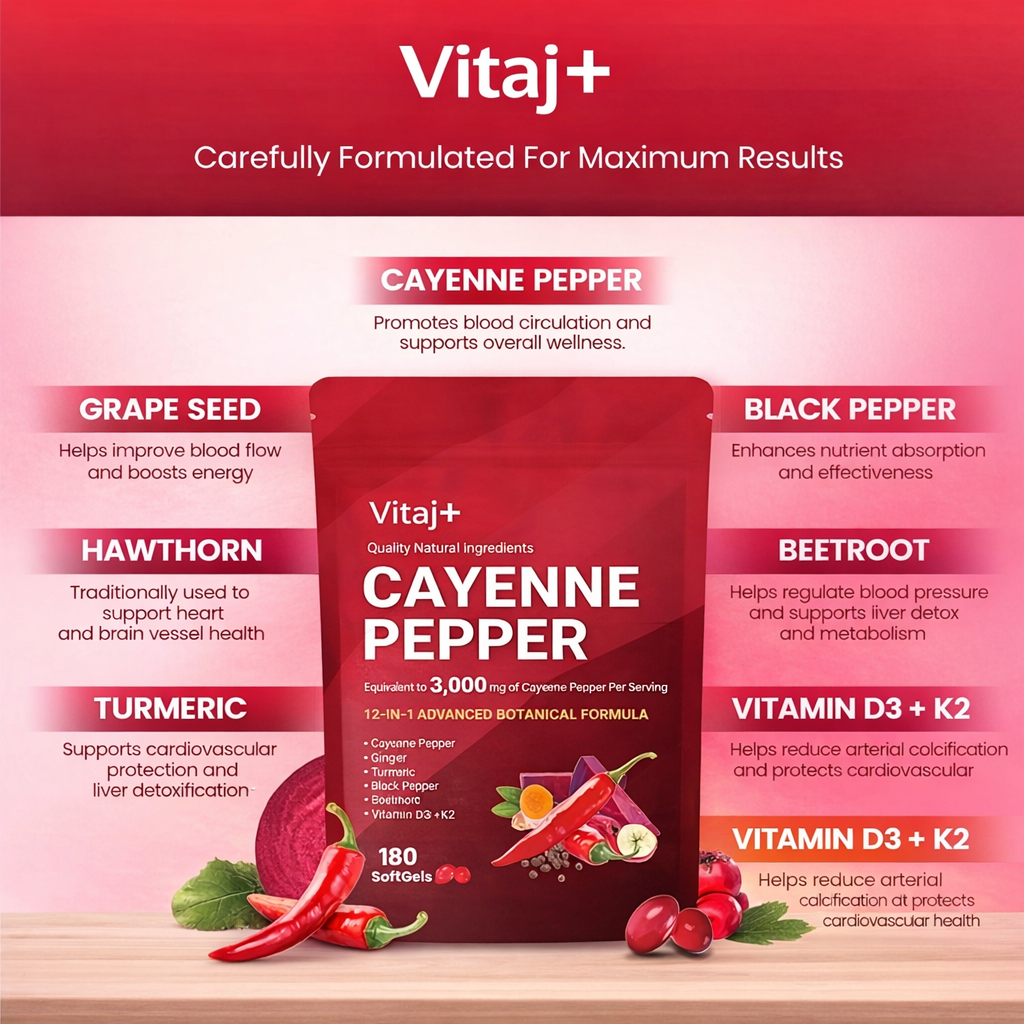 Vitaj+ Cayenne Pepper Softgels – Daily Wellness Supplement