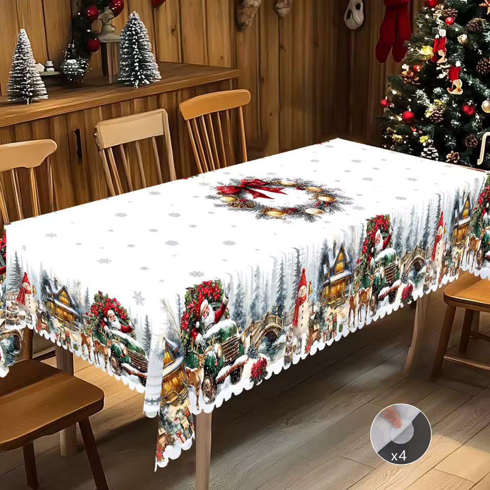 Merry Christmas Printed Tablecloth – Waterproof