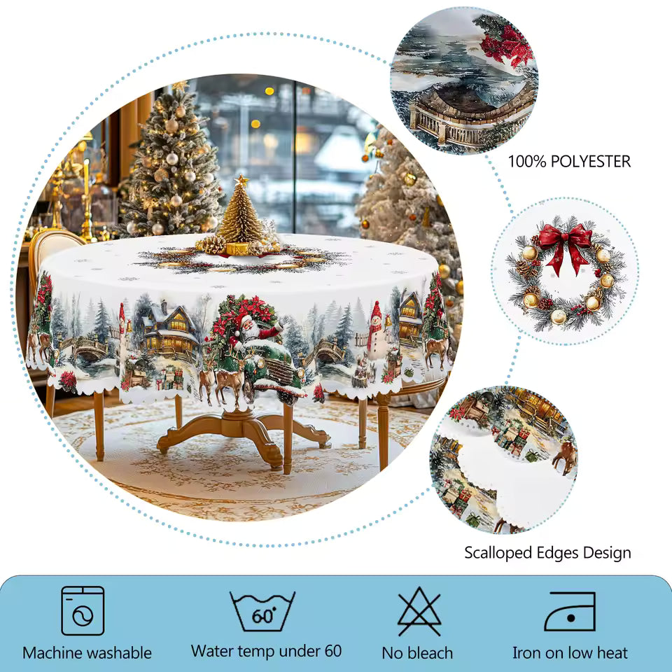 Merry Christmas Printed Tablecloth – Waterproof