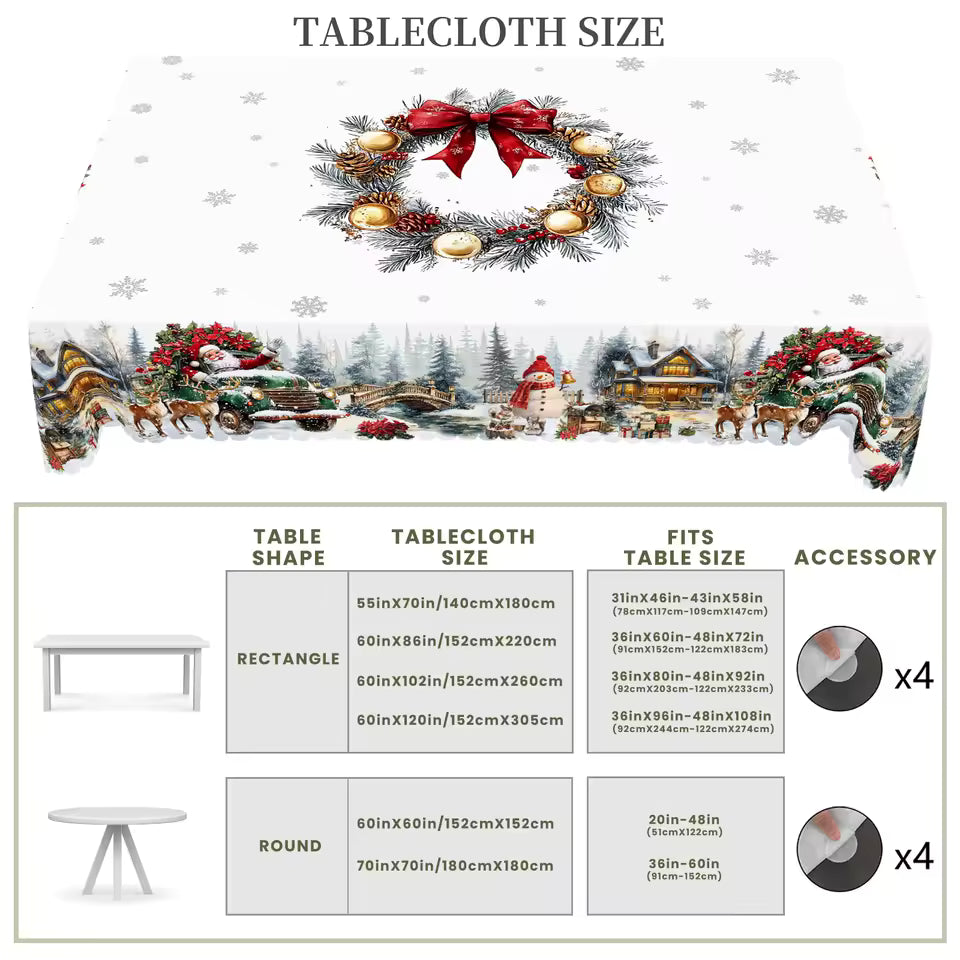 Merry Christmas Printed Tablecloth – Waterproof