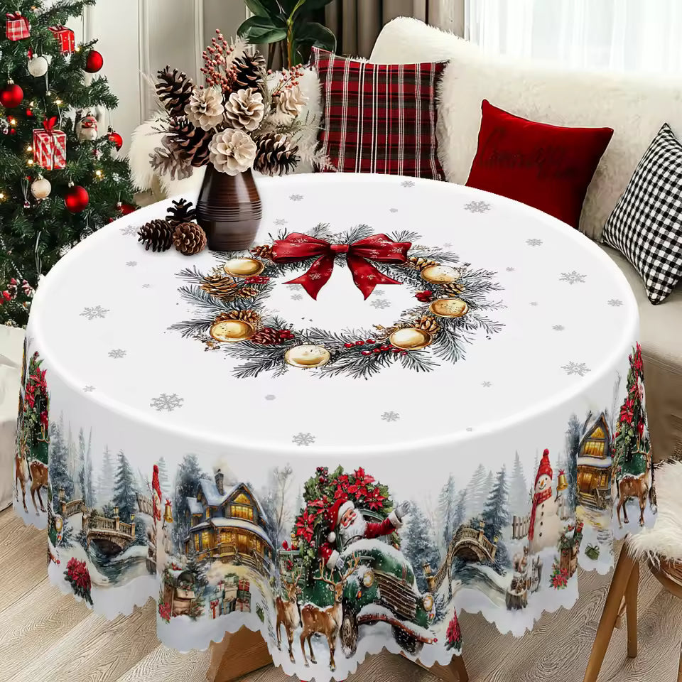 Merry Christmas Printed Tablecloth – Waterproof